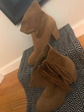 Women’s Tan Suede Fringe Ankle Boots